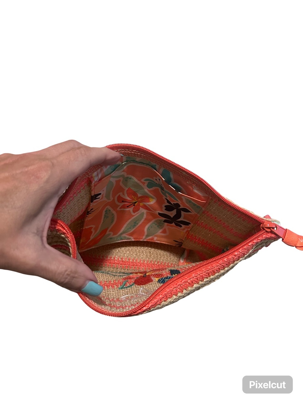 Vera Bradley Straw Crossbody- Rain Forest Lily Coral - Picture 6 of 8